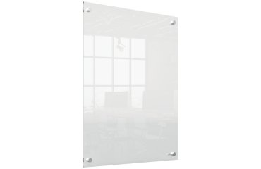 Mini pizarra blanca acrílica transparente Nobo de 600x450 mm montada en la pared