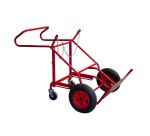 Diable porte-bouteilles à basculement assisté avec béquille acier 250 kg bavette fixe profondeur 280 mm roue pneumatique