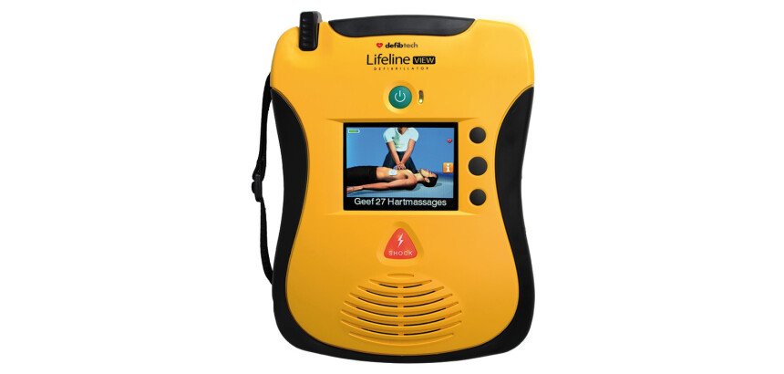 Pack Defibtech Lifeline view : défibrilateur DEA NL/FR avec sac de transport et armoire murale