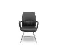 Chaise visiteur Opti520PA avec pieds luge en similicuir noir