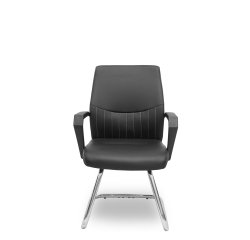 Chaise visiteur Opti520PA avec pieds luge en similicuir noir