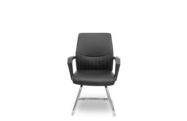 Chaise visiteur Opti520PA avec pieds luge en similicuir noir