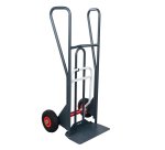 Diable à basculement assisté acier 350 kg bavette mixte poignée fermée roue pneumatique