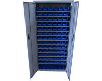 Armoire avec 84 bacs 1L bleu - 760x260x1600 avec portes