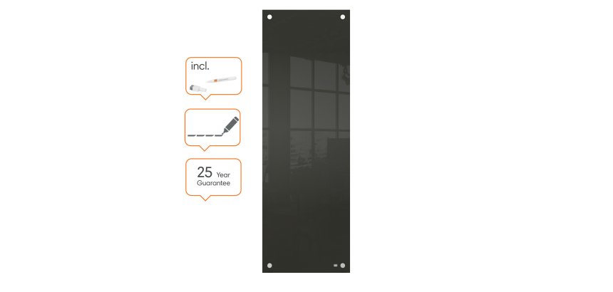 Panel pizarra magnética de cristal pequeña NOBO  300 x 900 mm, negro