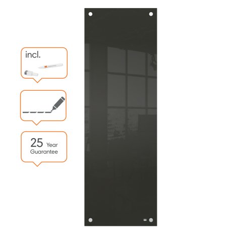 Panel pizarra magnética de cristal pequeña NOBO 300 x 900 mm, negro
