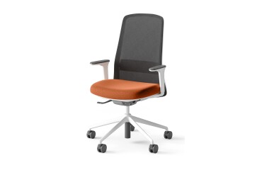 Chaise de bureau ROCKIT tissu et maille - Dossier haut - accoudoirs 1D - structure blanche