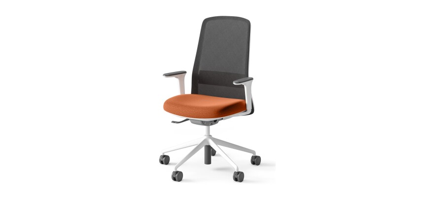 Chaise de bureau ROCKIT tissu et maille - Dossier haut - accoudoirs 1D - structure blanche