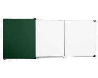 Tableau triptyque scolaire mixte intérieur émaillé blanc - extérieur émaillé vert - 120 x 200 cm