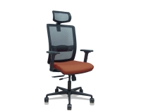 Silla de oficina Haches con reposabrazos 2D y cabecera - Marrón
