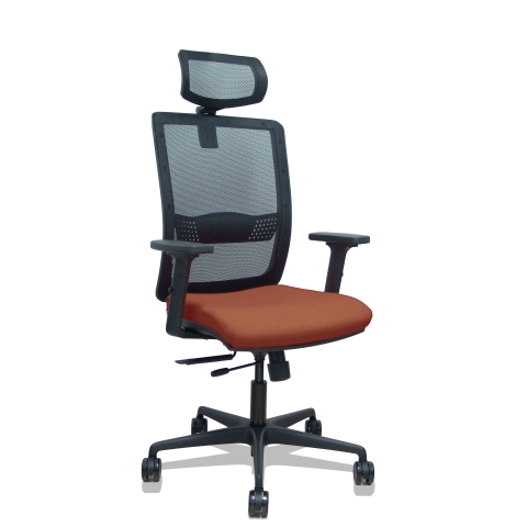 Silla de oficina Haches con reposabrazos 2D y cabecera - Marrón