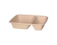 Envase de bagazo con 2 compartimentos - Caja 300 unidades