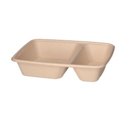 Envase de bagazo con 2 compartimentos - Caja 300 unidades