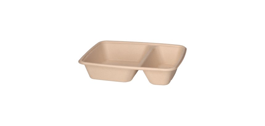 Envase de bagazo con 2 compartimentos - Caja 300 unidades