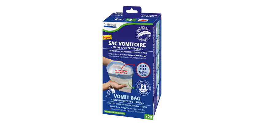 Boite de 20 sacs vomitoires avec tampon absorbant de 600 ml