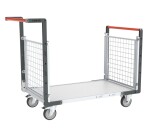 Chariot modulaire grillagé 2 dossiers plateau bois 250 kg 1000 x 600 mm roue TPE