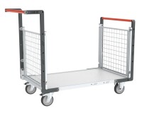 Chariot modulaire grillagé 2 dossiers plateau bois 250 kg 1000 x 600 mm roue TPE