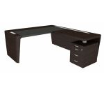 Bureau d'angle direction Xennon L.190 x P.220 avec retour sur caisson et sous-main en cuir