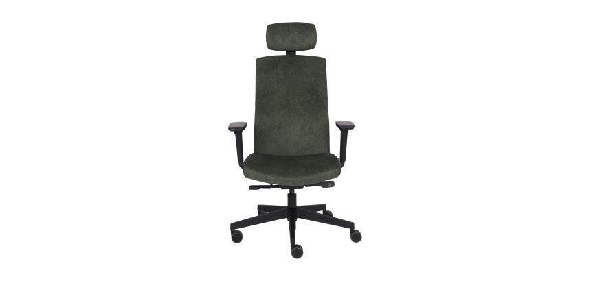 Chaise de bureau ergonomique TEAM PRO , tissu, avec accoudoirs 3D et appui-tête, mécanisme synchrone avec profondeur d'assise réglable