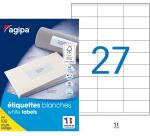 Étiquettes adresses 70 x 31 mm Agipa 119001 - Boîte de 2700