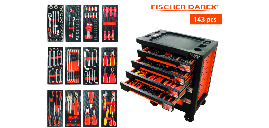 Servante équipée de 143 outils avec 12 modules