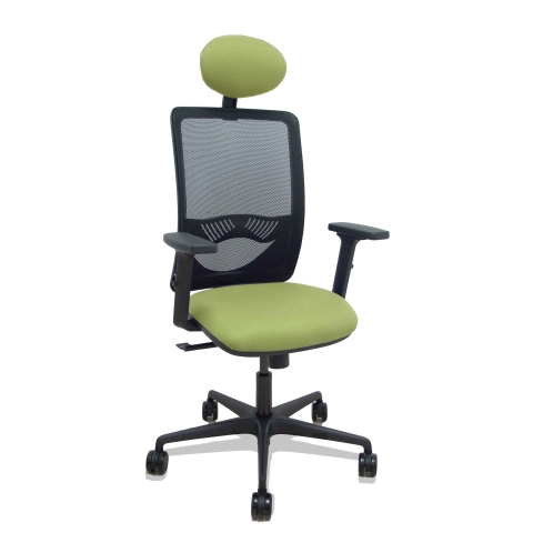 Silla de oficina Zulema con reposabrazos 2D y cabecera - Verde olivo