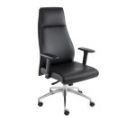 Fauteuil de bureau ergonomique MODO cuir naturel, accoudoirs 1D et pied aluminium