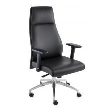 Fauteuil de bureau ergonomique MODO cuir naturel, accoudoirs 1D et pied aluminium