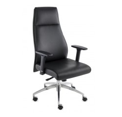 Fauteuil de bureau ergonomique MODO cuir naturel, accoudoirs 1D et pied aluminium