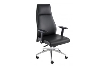 Fauteuil de bureau ergonomique MODO cuir naturel, accoudoirs 1D et pied aluminium