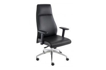 Fauteuil de bureau ergonomique MODO cuir naturel, accoudoirs 1D et pied aluminium