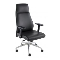 Fauteuil de bureau ergonomique MODO cuir naturel, accoudoirs 1D et pied aluminium