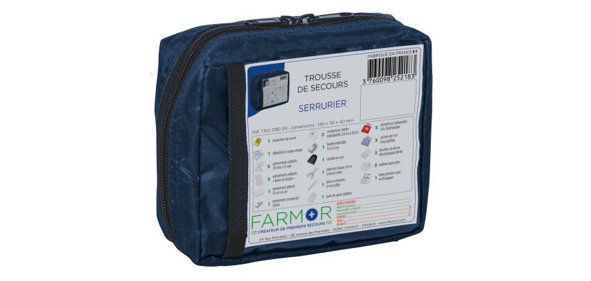 Trousse de secours Serrurier individuelle en tissu bleu
