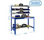 Banco de trabajo Simonwork BT1 con 3 estantes An 120 cm azul/madera