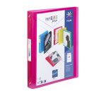 Classeur 4 anneaux plastifié Viquel Propyglass personnalisable A4 - Dos 3,5 cm - A4 - translucide framboise