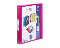 Classeur 4 anneaux plastifié Viquel Propyglass personnalisable A4 - Dos 3,5 cm - A4 - translucide framboise
