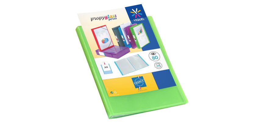 Protège-documents personnalisable Propyglass Viquel polypropylène A4 40 pochettes - 80 vues - vert