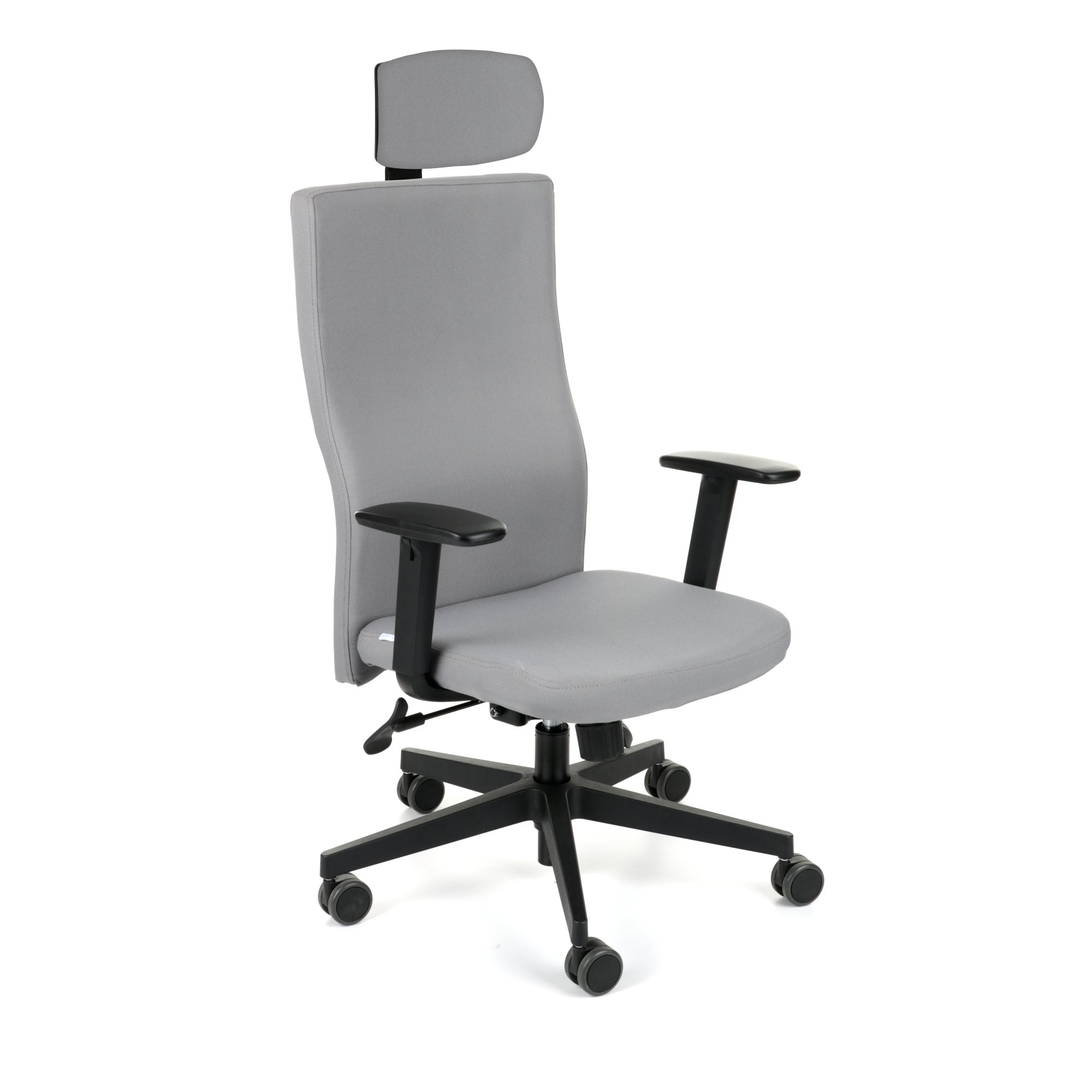 Chaise de bureau ergonomique TEAM PLUS, tissu, avec accoudoirs 1D et appui-tête, mécanisme synchrone, pieds noirs