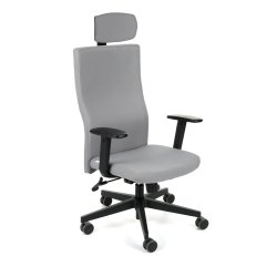 Chaise de bureau ergonomique TEAM PLUS, tissu, avec accoudoirs 1D et appui-tête, mécanisme synchrone, pieds noirs