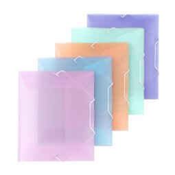 Chemise à élastique 3 rabats plastique Viquel Propysoft - Format A5 - couleurs assorties