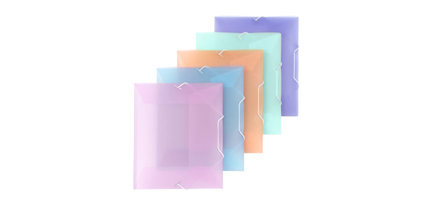 Chemise à élastique 3 rabats plastique Viquel Propysoft - Format A5 - couleurs assorties