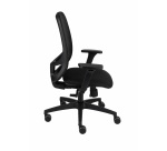 Chaise de bureau ergonomique NODI NOIR, Tissu et maille, avec accoudoirs 3D, mécanisme synchrone avec réglage profondeur, pieds noirs