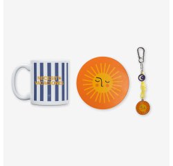 Kit Taza + Posavasos + Llavero "Siempre brillas"