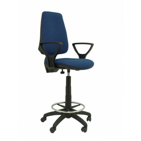 Taburete Elche CP tela brazo fijo ruedas nailon - Azul marino