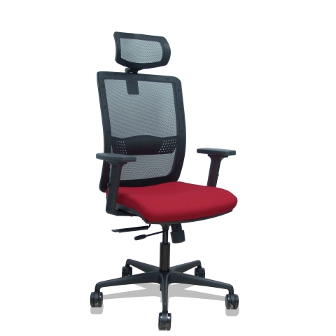Silla de oficina Haches con reposabrazos 2D y cabecera - Burdeos
