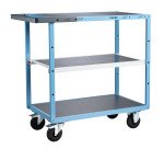 Servante mécano-soudée 3 plateaux tôle galvanisée 250 kg 850 x 500 mm roue caoutchouc