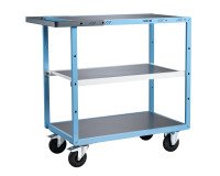 Servante mécano-soudée 3 plateaux tôle galvanisée 250 kg 850 x 500 mm roue caoutchouc