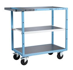 Servante mécano-soudée 3 plateaux tôle galvanisée 250 kg 850 x 500 mm roue caoutchouc