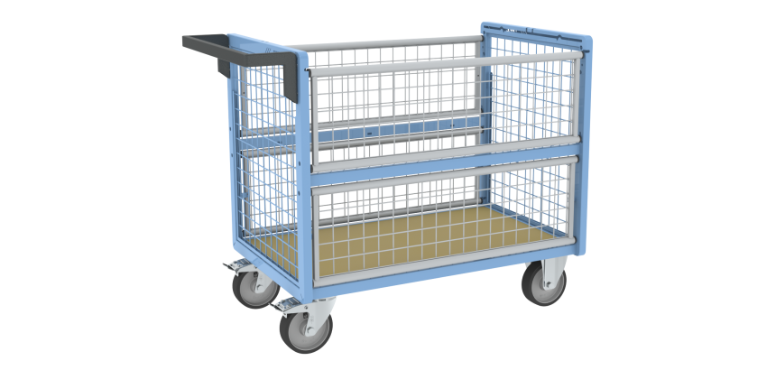 Chariot conteneur grillagé sans toit, 1000 x 600 mm, 500 kg