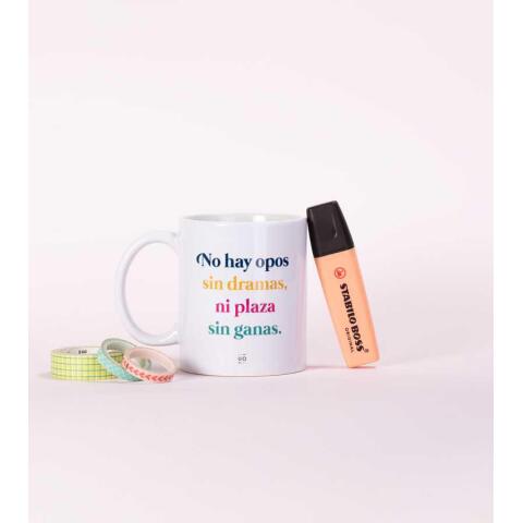 Taza "No hay opos sin dramas" 350ml, cerámica